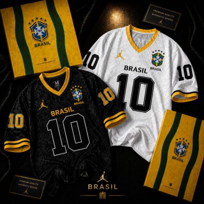 Brazil Fan jersey for men Combo black and white