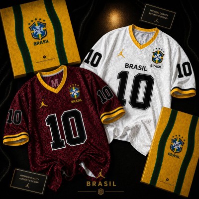 Brazil Fan jersey for men Combo White and maroon
