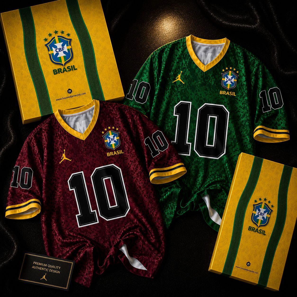 Brazil Fan jersey for men Combo maroon-and-green