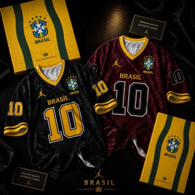 Brazil Fan jersey for men Combo black-maroon