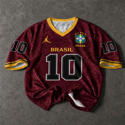 Brazil Fan jersey for men maroon